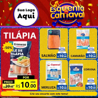 Modelo de Rede Social para Feed Facebook com o tema Esquenta de Carnaval para Peixaria