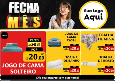 Modelo de Encarte para Encarte A4 Horizontal com o tema Fecha Mês para Cama, Mesa e Banho