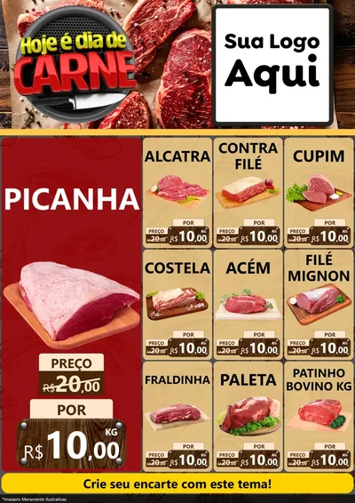 Modelo de Encarte para Encarte A4 Vertical com o tema Hoje É Dia de Carne para Açougue