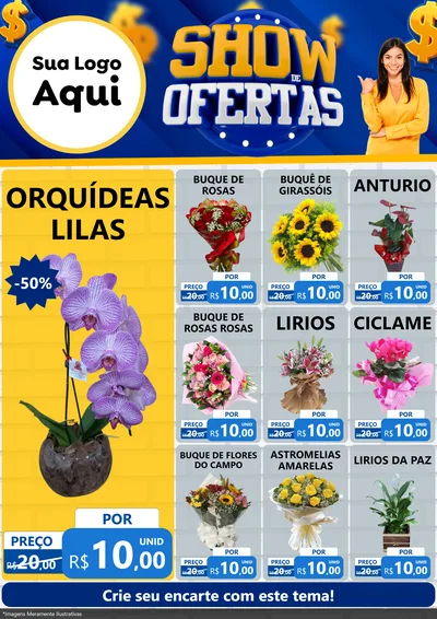 Modelo de Encarte para Encarte A4 Vertical com o tema Show de Ofertas para Floricultura e jardim