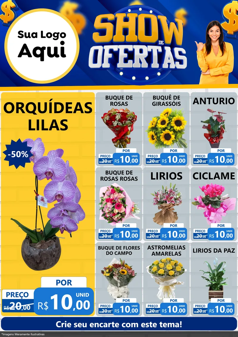 Modelo de Encarte para Encarte A4 Vertical com o tema Show de Ofertas para Floricultura e jardim
