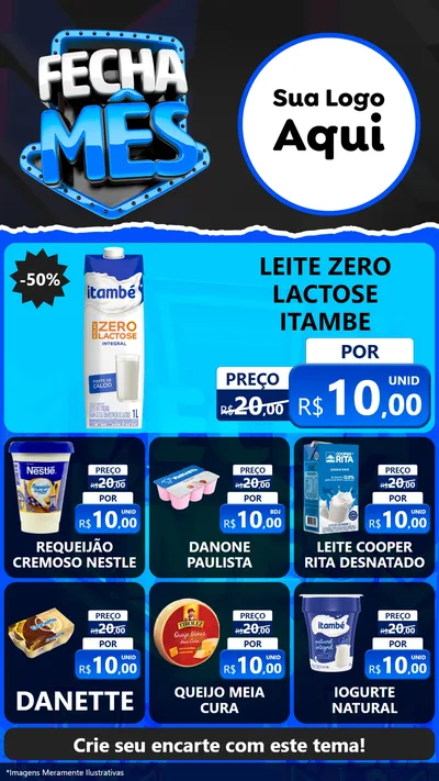 Modelo de Rede Social para Stories com o tema Fecha Mês para Frios e Laticínios