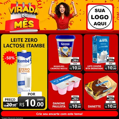 Modelo de Rede Social para Feed Facebook com o tema Virada de Mês para Frios e Laticínios