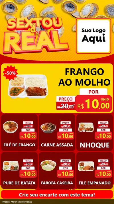 Modelo de Rede Social para Stories com o tema Sextou do Real para Restaurante