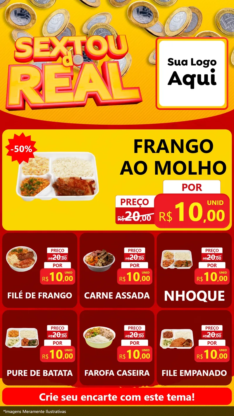 Modelo de Rede Social para Stories com o tema Sextou do Real para Restaurante