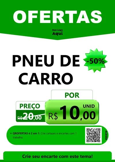Modelo de Cartaz para Cartaz A4 Vertical com o tema Ofertas Verde Cartaz para Auto peças