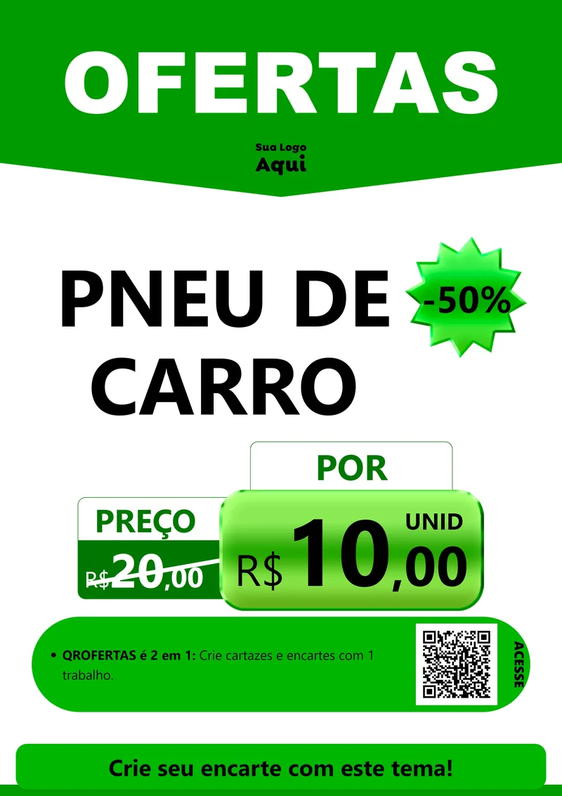 Modelo de Cartaz para Cartaz A4 Vertical com o tema Ofertas Verde Cartaz para Auto peças