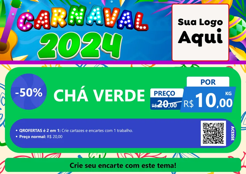 Modelo de Cartaz para Cartaz A4 Horizontal com o tema Carnaval 2027 para Produtos Naturais