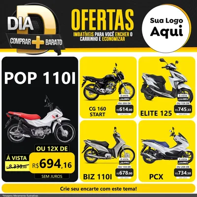 Modelo de Rede Social para Feed Facebook com o tema Dia D Mais Economia para Concessionaria de Motos