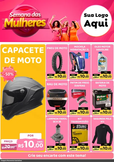 Modelo de Encarte para Encarte A4 Vertical com o tema Semana das Mulheres para Moto peças