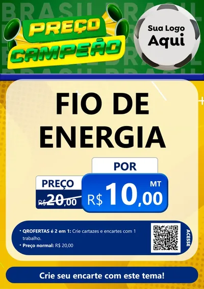 Modelo de Cartaz para Cartaz A4 Vertical com o tema Preço Campeão - Copa para Materiais Elétricos