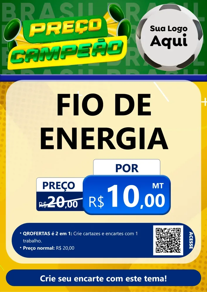 Modelo de Cartaz para Cartaz A4 Vertical com o tema Preço Campeão - Copa para Materiais Elétricos
