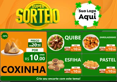Modelo de Encarte para Encarte A4 Horizontal com o tema Super Sorteio para Salgadaria