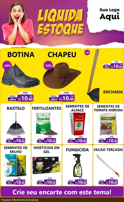Modelo de Encarte para Encarte Grande com o tema Liquida estoque para Agropecuária