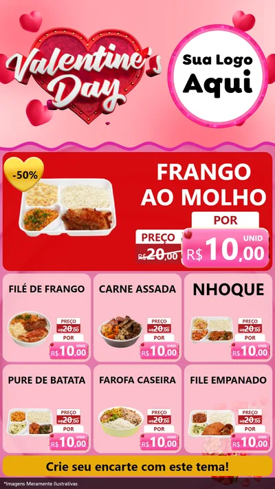 Modelo de Rede Social para Stories com o tema Valentine's Day para Restaurante