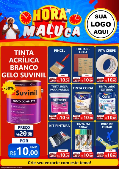 Modelo de Encarte para Encarte A4 Vertical com o tema Hora Maluca para Tintas e Ferramentas
