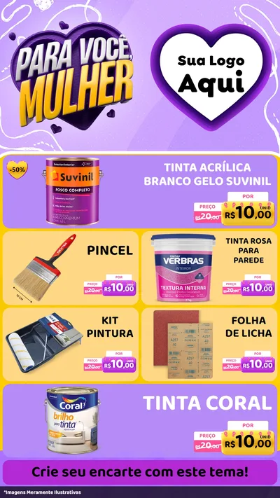 Modelo de TV para TV Vertical com o tema Para Você, Mulher para Tintas e Ferramentas