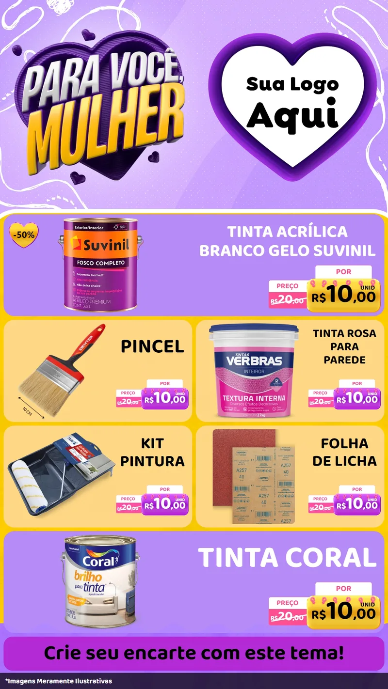Modelo de TV para TV Vertical com o tema Para Você, Mulher para Tintas e Ferramentas