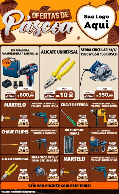 Modelo de Encarte para Encarte Grande com o tema Ofertas de Páscoa para Maquinas e Ferramentas