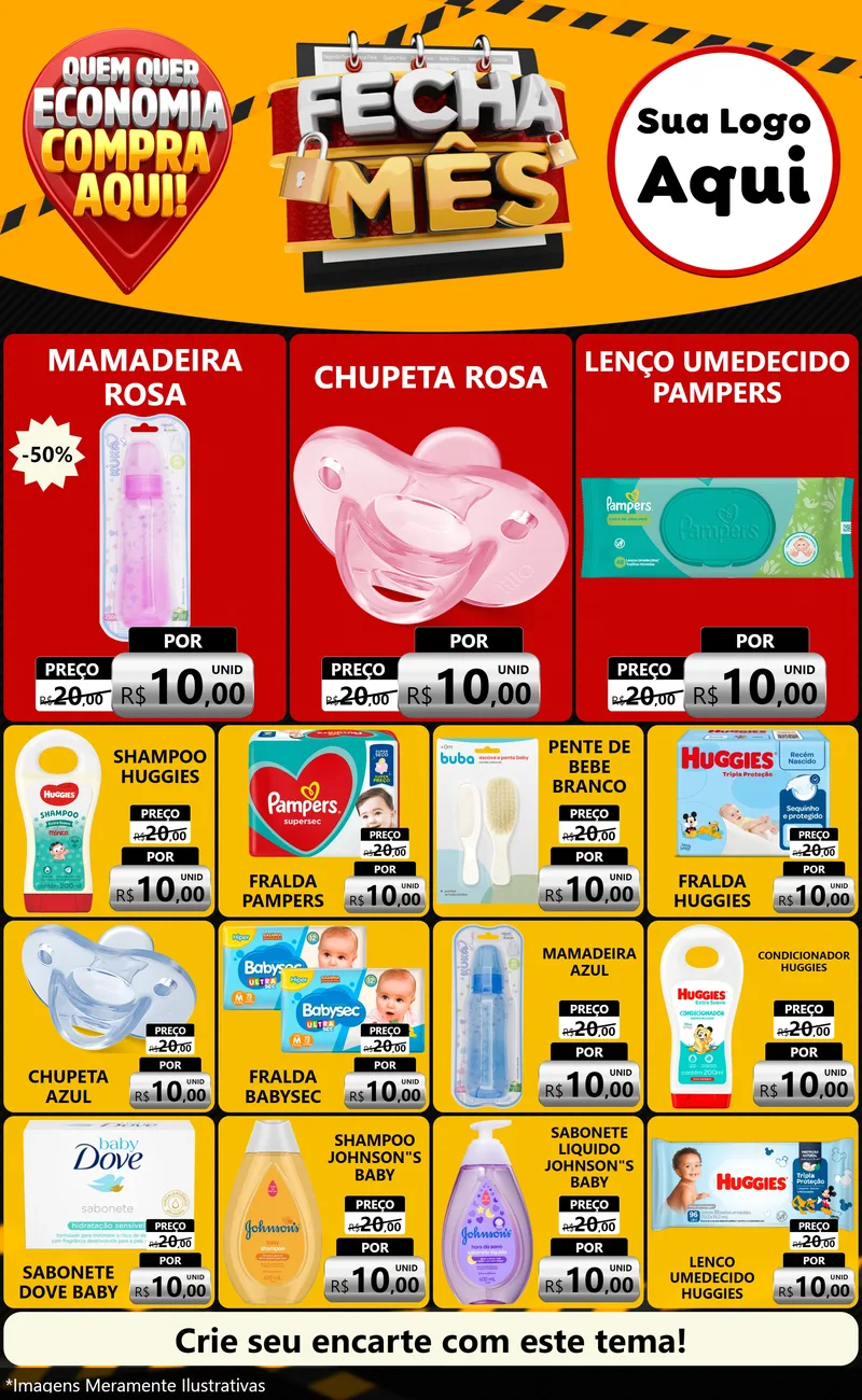 Modelo de Encarte para Encarte Grande com o tema Fecha Mês para Bebês