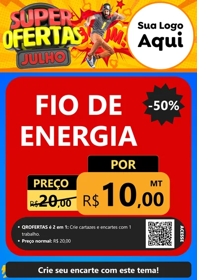 Modelo de Cartaz para Cartaz A4 Vertical com o tema Super Ofertas Julho para Materiais Elétricos