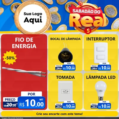 Modelo de Rede Social para Feed Facebook com o tema Sabadão do Real para Materiais Elétricos