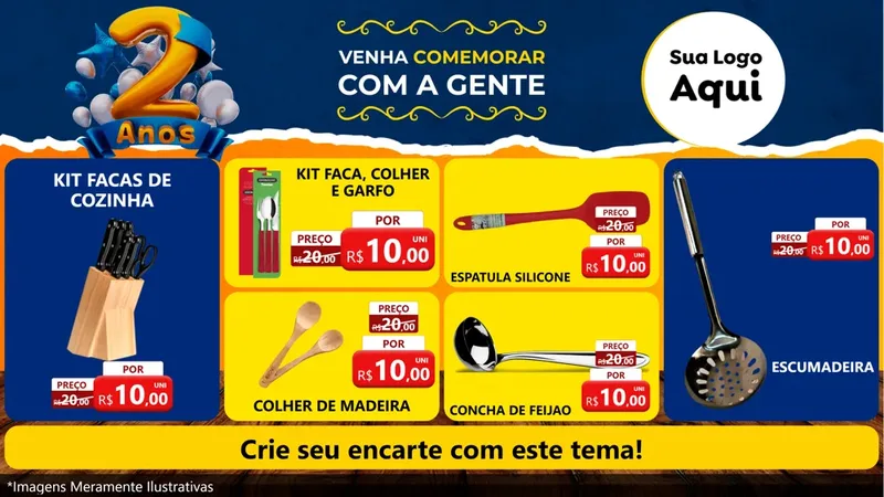 Modelo de TV para TV Horizontal com o tema Aniversário de 2 anos para Utilidades Domésticas