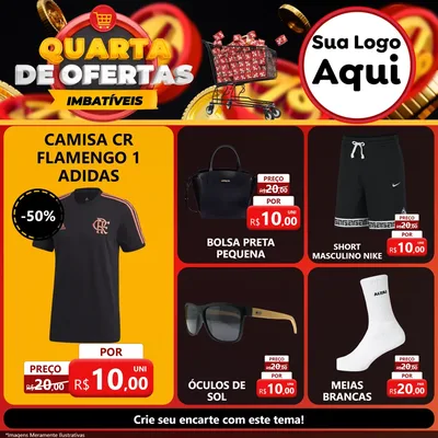 Modelo de Rede Social para Feed Facebook com o tema Quarta de Ofertas Imbatíveis para Roupas e acessórios
