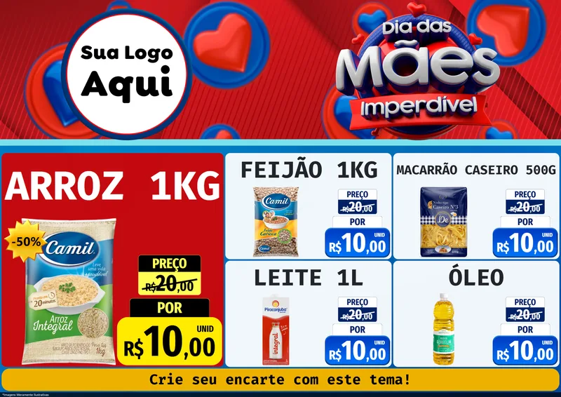 Modelo de Encarte para Encarte A4 Horizontal com o tema Dia Das Mães Imperdível para Supermercado