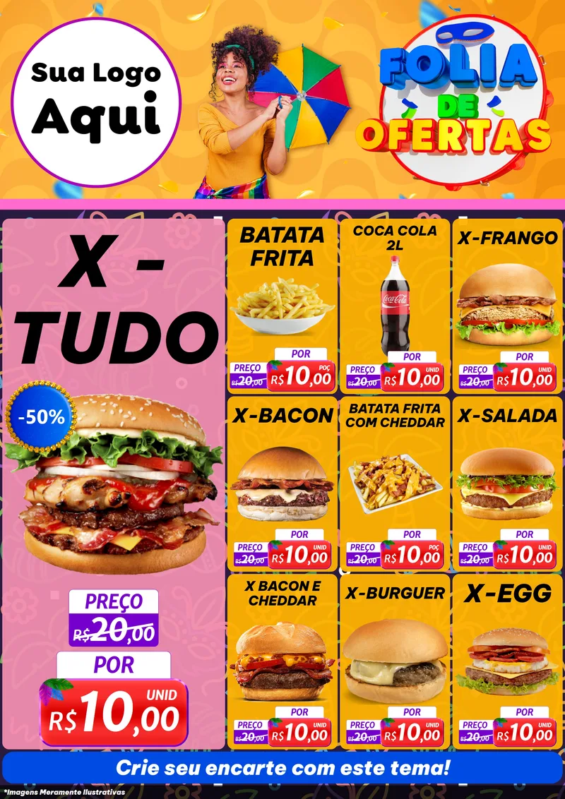 Modelo de Encarte para Encarte A4 Vertical com o tema Folia de Ofertas para Hamburgueria