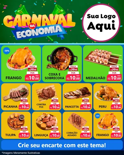 Modelo de Rede Social para Feed Instagram com o tema Carnaval da Economia para Assados