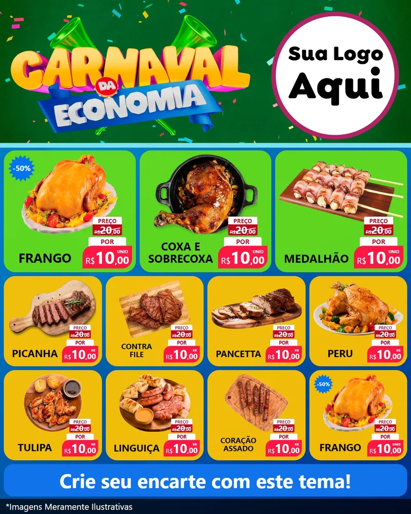Modelo de Rede Social para Feed Instagram com o tema Carnaval da Economia para Assados
