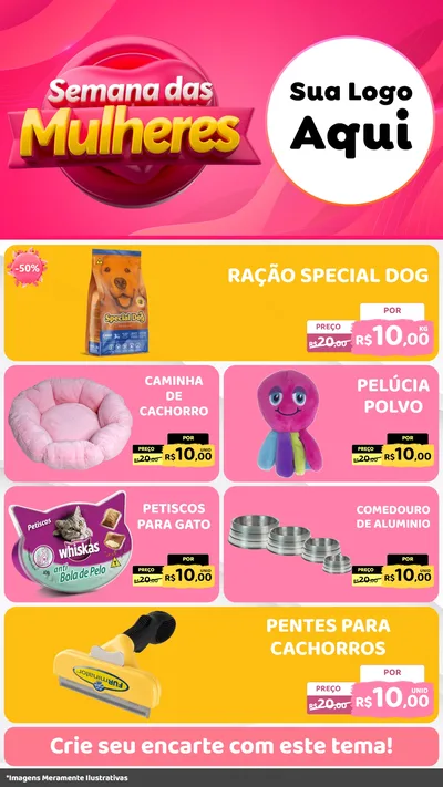 Modelo de TV para TV Vertical com o tema Semana das Mulheres para Pet Shop