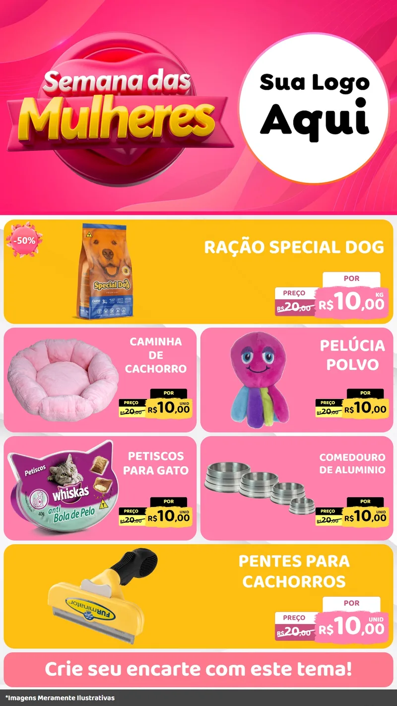 Modelo de TV para TV Vertical com o tema Semana das Mulheres para Pet Shop