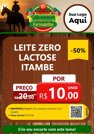 Modelo de Cartaz para Cartaz A4 Vertical com o tema Especial Semana Farroupilha para Frios e Laticínios