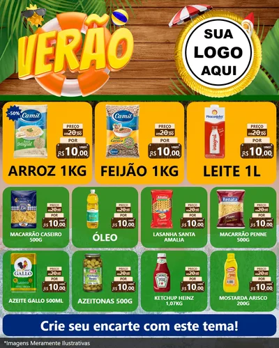 Modelo de Rede Social para Feed Instagram com o tema Verão para Supermercado