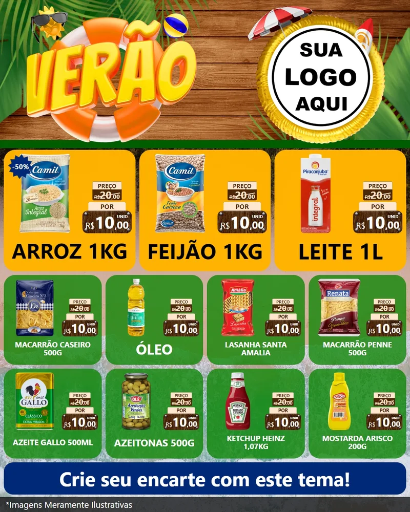 Modelo de Rede Social para Feed Instagram com o tema Verão para Supermercado
