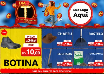 Modelo de Encarte para Encarte A4 Horizontal com o tema Dia T - O Dia Mais Barato Do Mês para Agropecuária