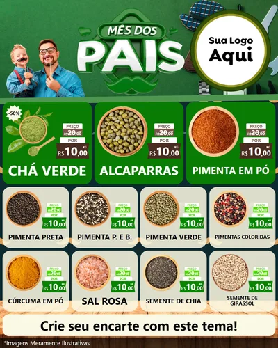 Modelo de Rede Social para Feed Instagram com o tema Mês dos Pais para Produtos Naturais