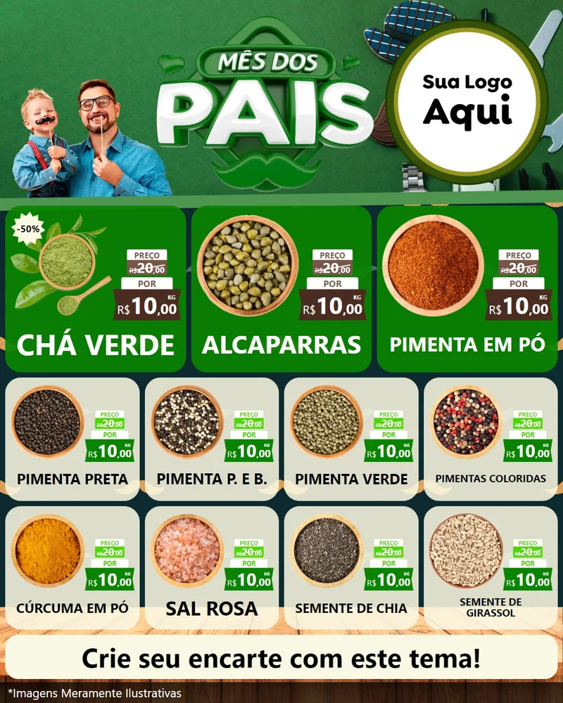 Modelo de Rede Social para Feed Instagram com o tema Mês dos Pais para Produtos Naturais