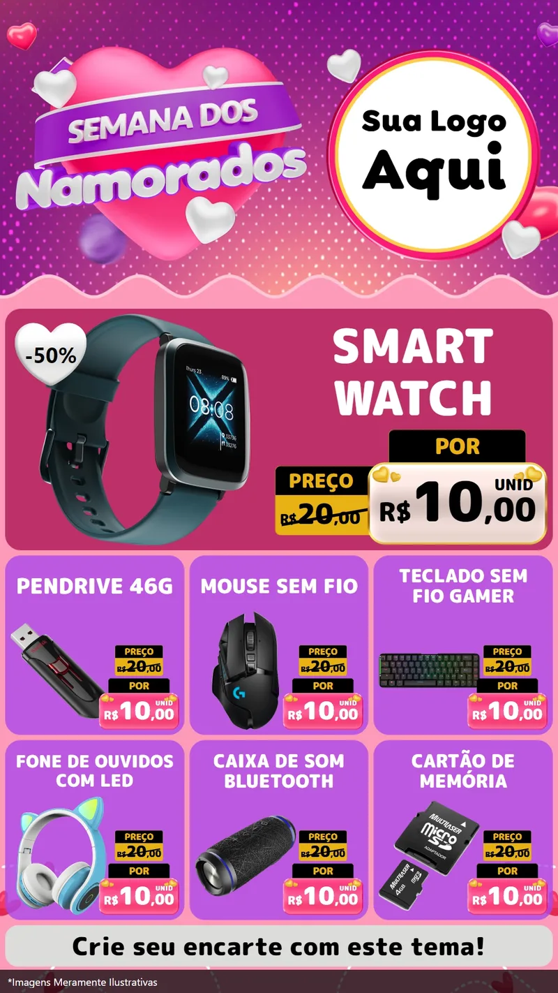 Modelo de Rede Social para Stories com o tema Semana dos Namorados para Informática