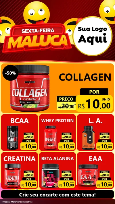 Modelo de Rede Social para Stories com o tema Sexta-feira Maluca para Suplementos alimentares