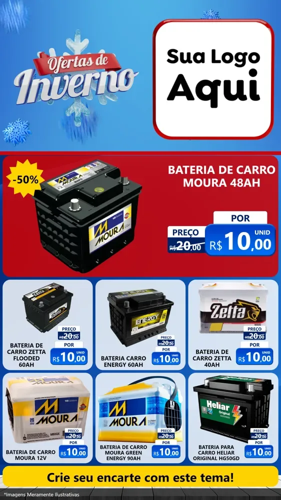 Modelo de Rede Social para Stories com o tema Ofertas de Inverno para Baterias Elétricas