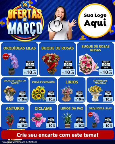 Modelo de Rede Social para Feed Instagram com o tema Ofertas de Março para Floricultura e jardim