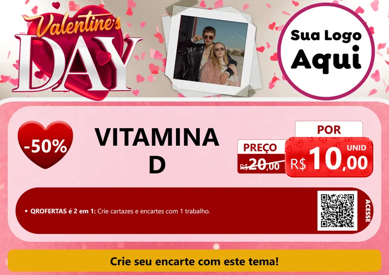 Modelo de Cartaz para Cartaz A4 Horizontal com o tema Valentine's Day para Farmácia
