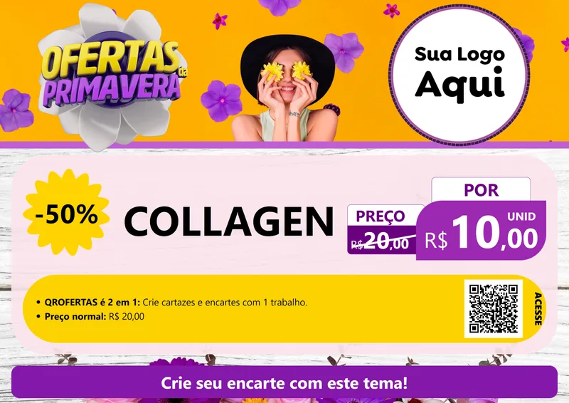 Modelo de Cartaz para Cartaz A4 Horizontal com o tema Ofertas Da Primavera para Suplementos alimentares
