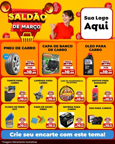 Modelo de Rede Social para Feed Instagram com o tema Saldão de Março para Auto peças