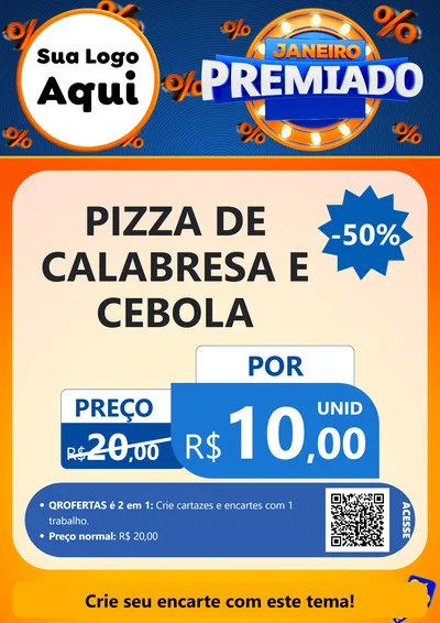 Modelo de Cartaz para Cartaz A4 Vertical com o tema Janeiro Premiado para Pizzaria