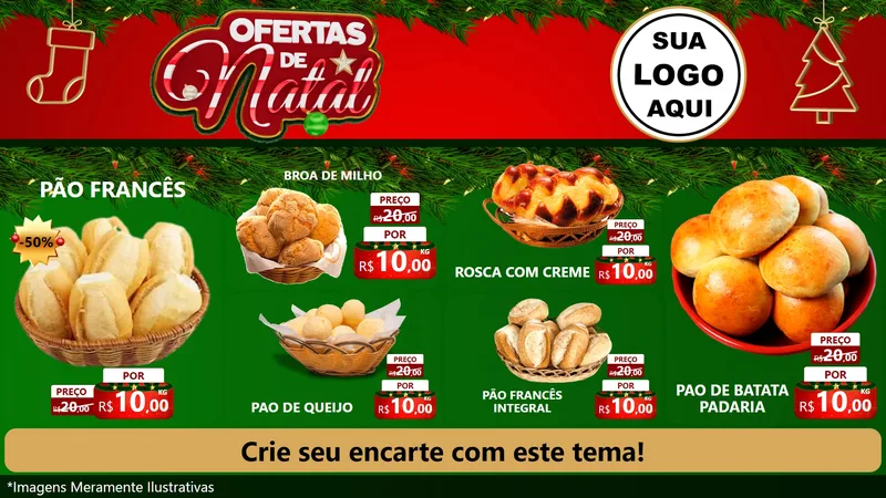 Modelo de TV para TV Horizontal com o tema Ofertas de Natal para Padaria