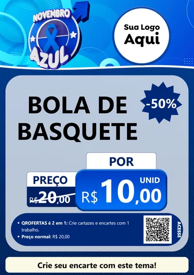 Modelo de Cartaz para Cartaz A4 Vertical com o tema Novembro Azul para Artigos Esportivos